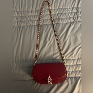 Michael Kors Red Crossbody Bag with Gold Chain